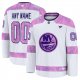 Men's New York Islanders Fanatics White 2024 Hockey Fights Cancer Custom Practice Jersey