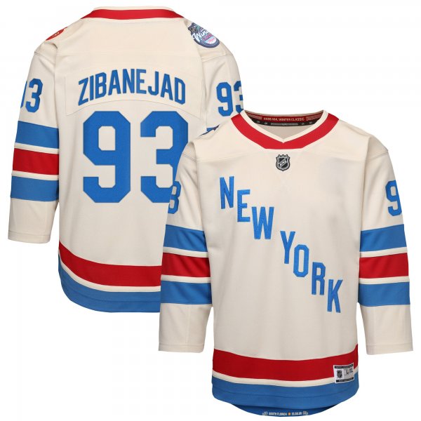 Youth New York Rangers #93 Mika Zibanejad Outerstuff White 2026 NHL Winter Classic Premier Jersey